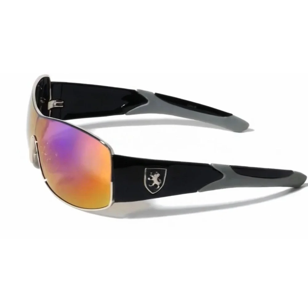 Men Sunglasses Trendy  Mirrored One Piece Lens Sunglasses Reflective Sun Glasses